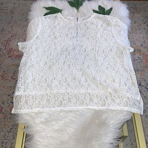 RARE Bela Criacao Women's NICOLA TEE Over Sized Lace Tee Shirt Size XL